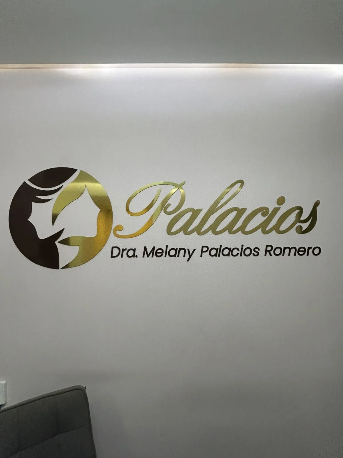 Trabajo real de señal interior y aplicación de identidad sobre muro